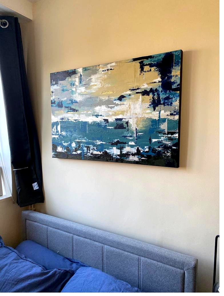 Blue abstract in bedroom