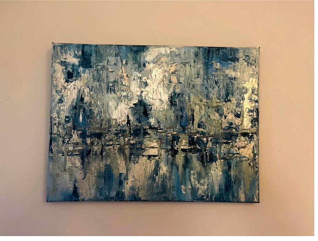Blue silver cityscape