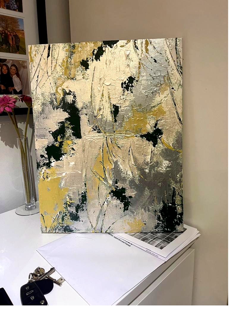 Silver and gold abstract close up