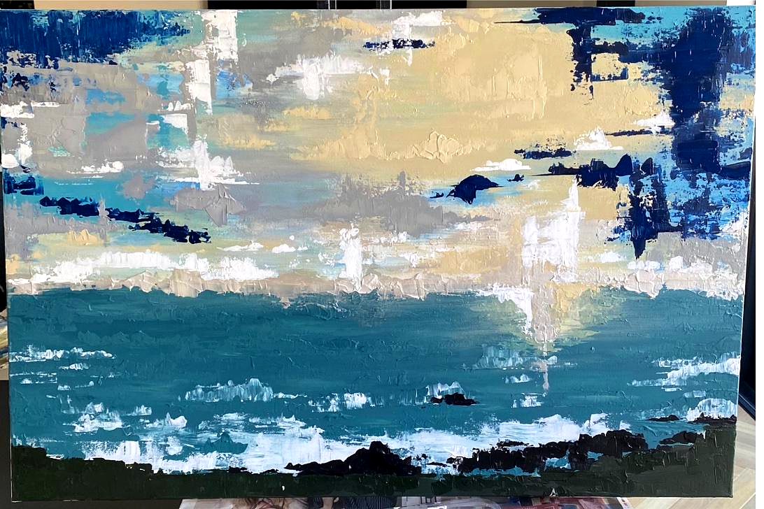 Stormy teal seascape