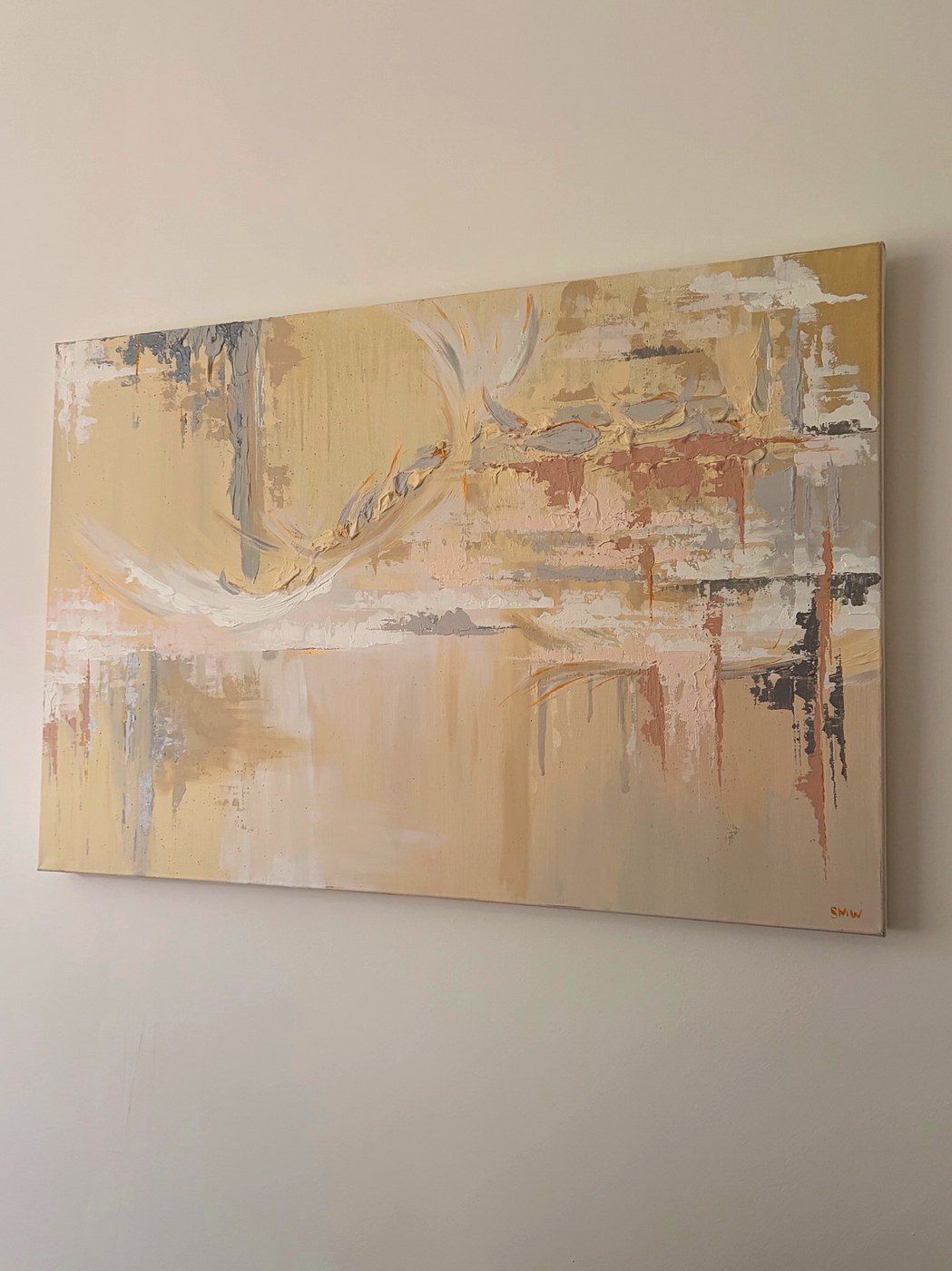 Cream and blush abstract painting