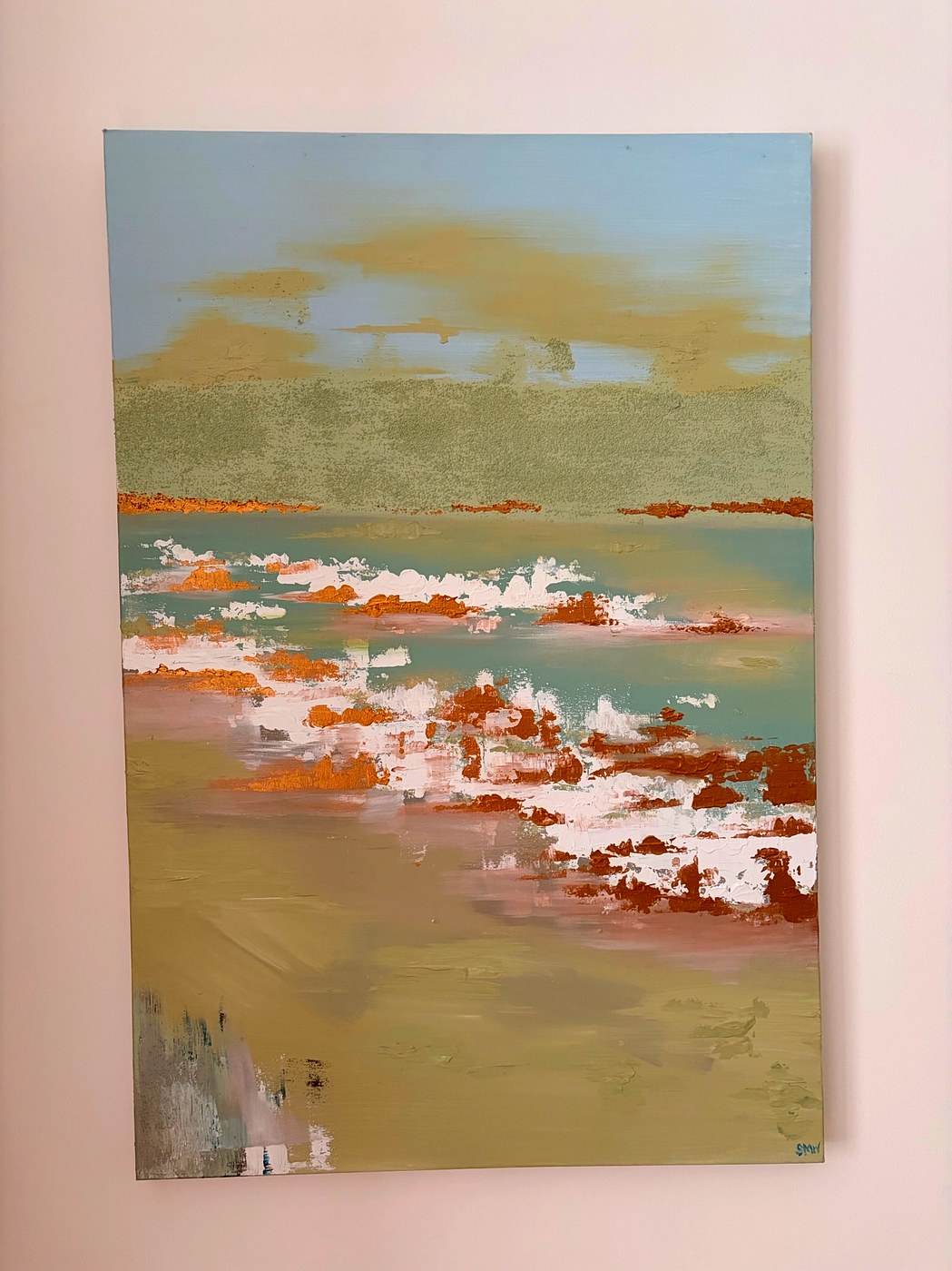 Sandy copper seascape painting